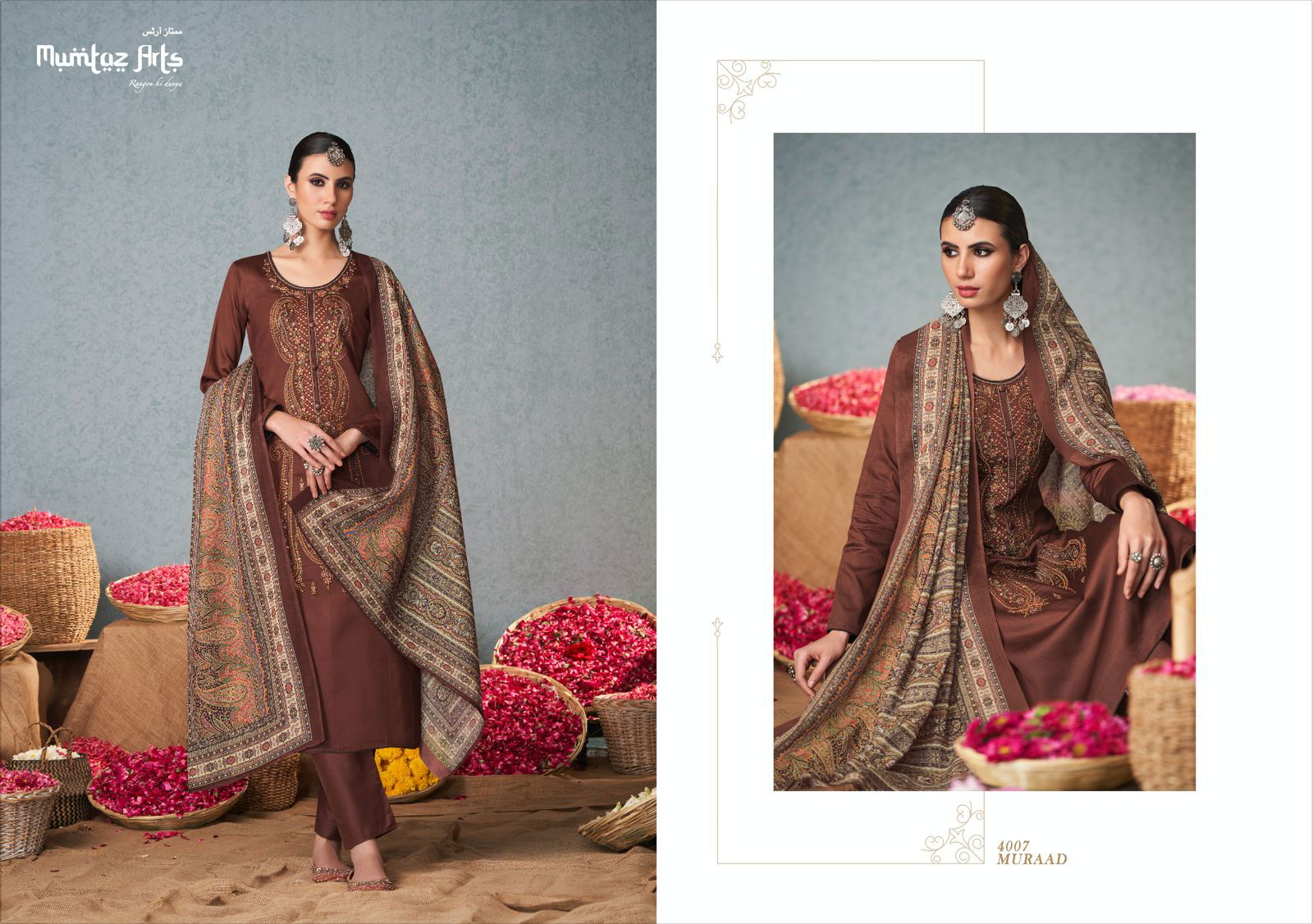Mumtaz Arts Muraad 4001-4007 Wholesale Pakistani Dress Material Catalog